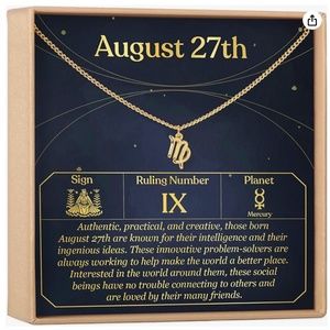 Dear Ava Gold Pendant Zodiac Necklace - Virgo August 27th